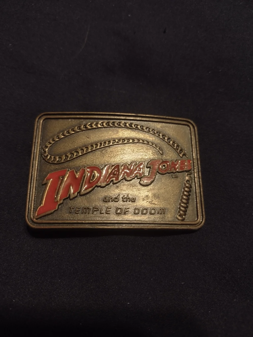 Temple of Doom Metal Belt Buckle - Red and Gold